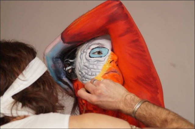 Body painting animal perroquet - 4