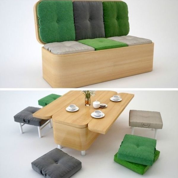 Des meubles incroyables (Ce canap qui devient un salon complet (table, poufs et chaises))