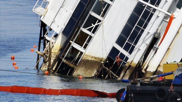 Photo du concordia qui en cours de redressement