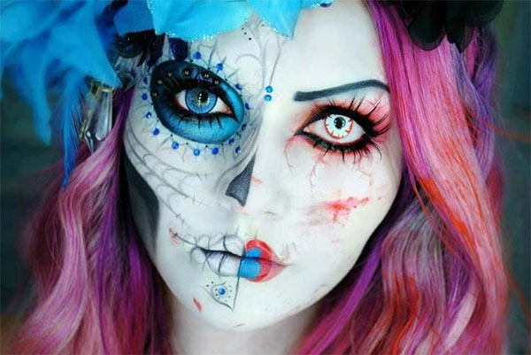Filles maquillées pour Halloween effrayants - 1