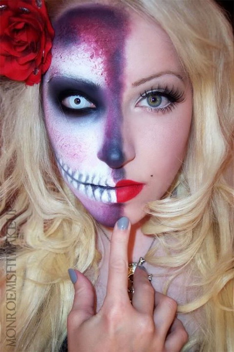 Filles maquillées pour Halloween effrayants - 9